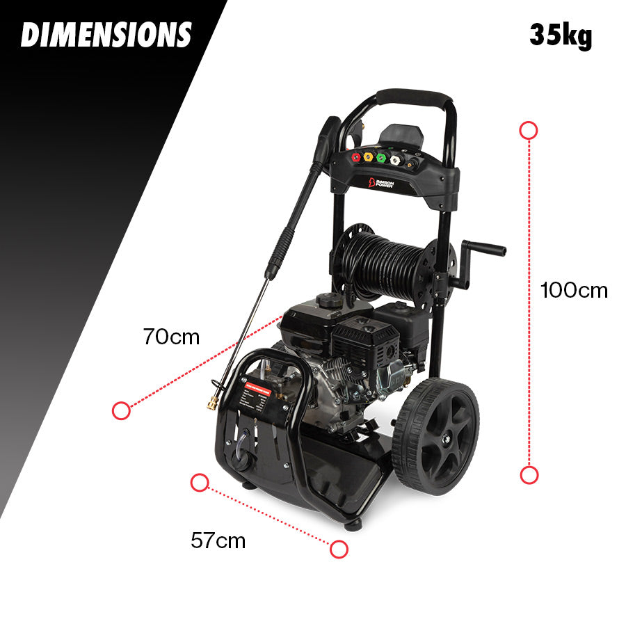 Bimson Power Petrol Pressure Washer 180 Bar (2900 PSI) 9 LPM - 30m hose