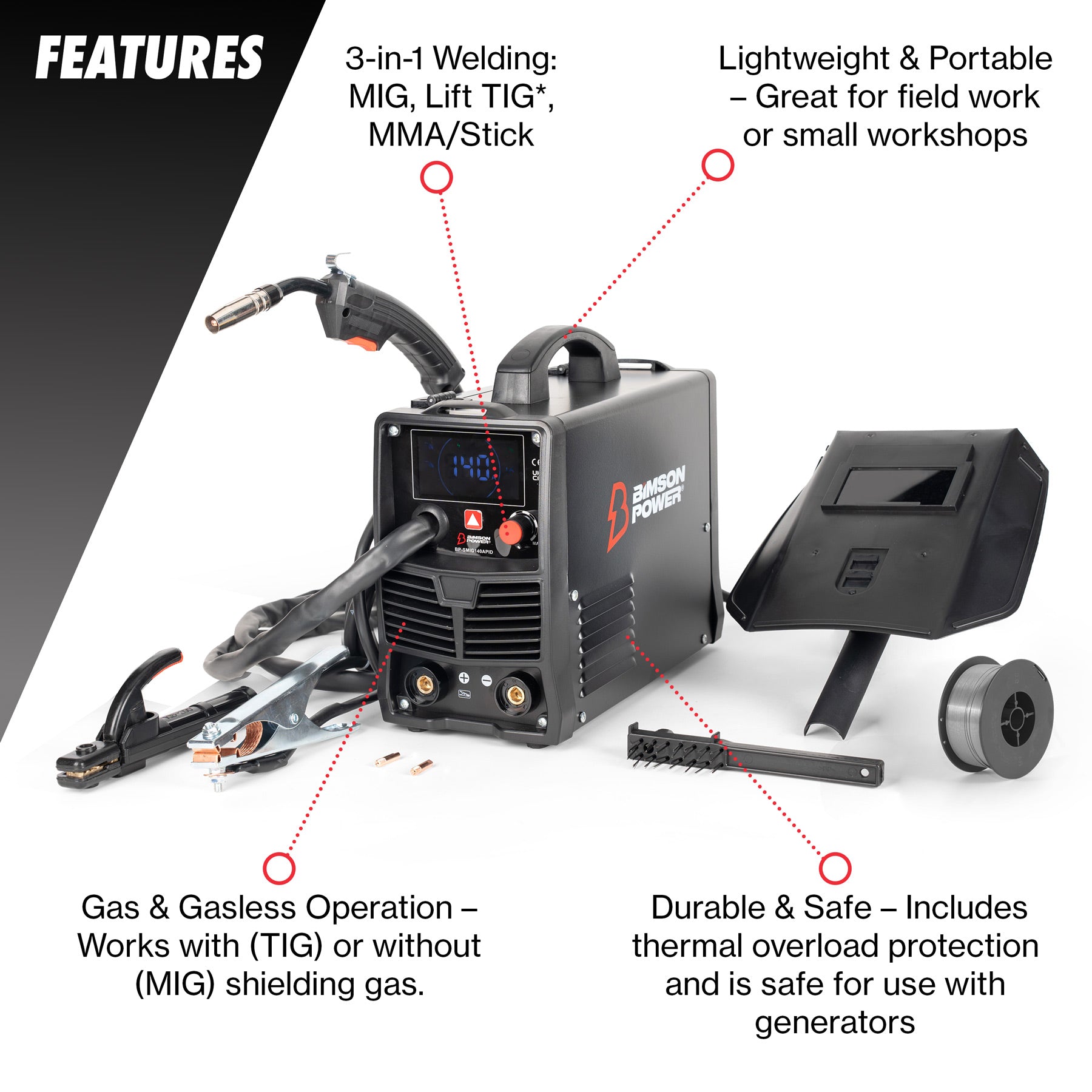 IGBT DC MMA MIG LIFT TIG Inverter Welder 140A