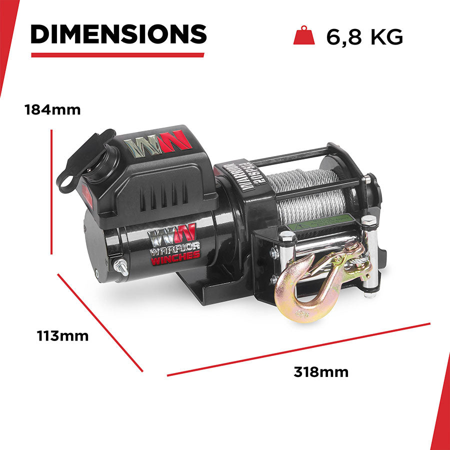 Warrior Ninja 2000lb Winch -  24v Steel Rope