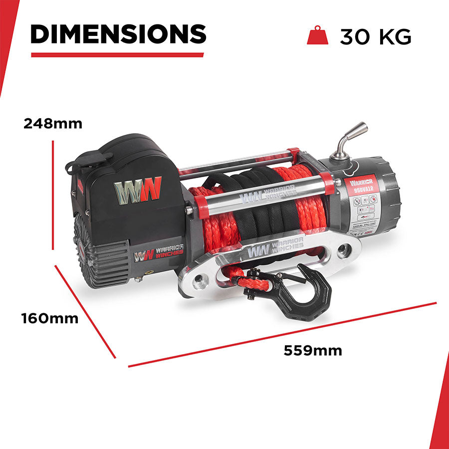 Warrior Samurai V2 Next Gen 9500lb Winch - 12v Synthetic Rope