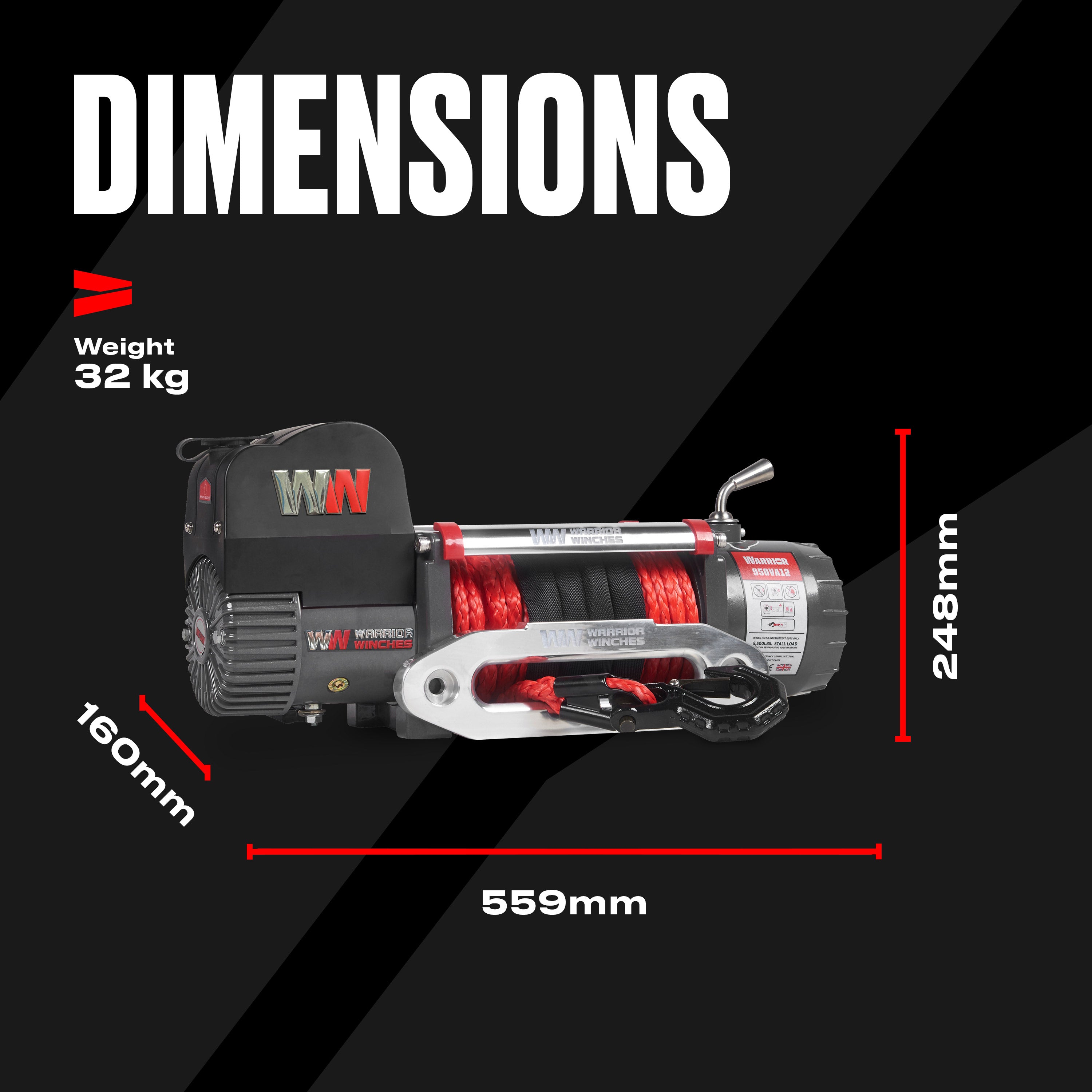 Warrior Samurai V2 Next Gen 12000lb Winch - 12v Synthetic Rope