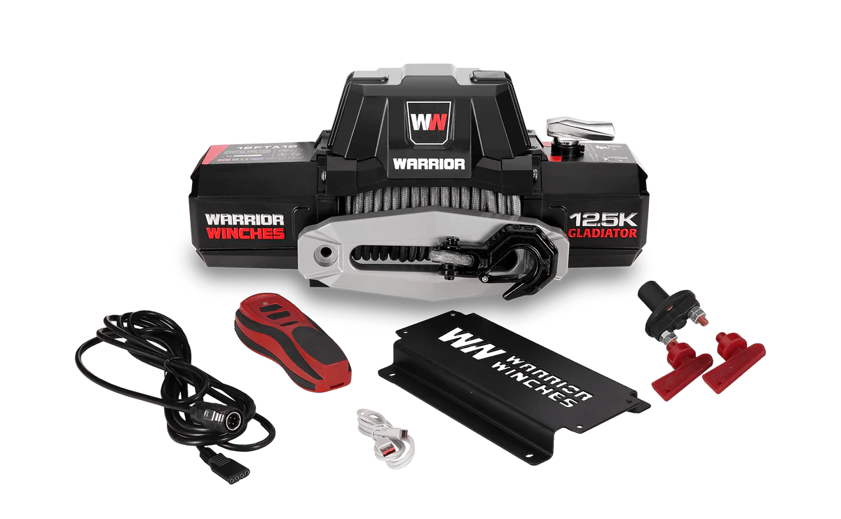Gladiator F-Type 12500lb Winch - 12v Synthetic Rope