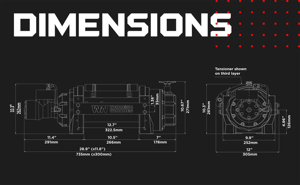 Warrior RV15000 6.8 Tonne Hydraulic Winch