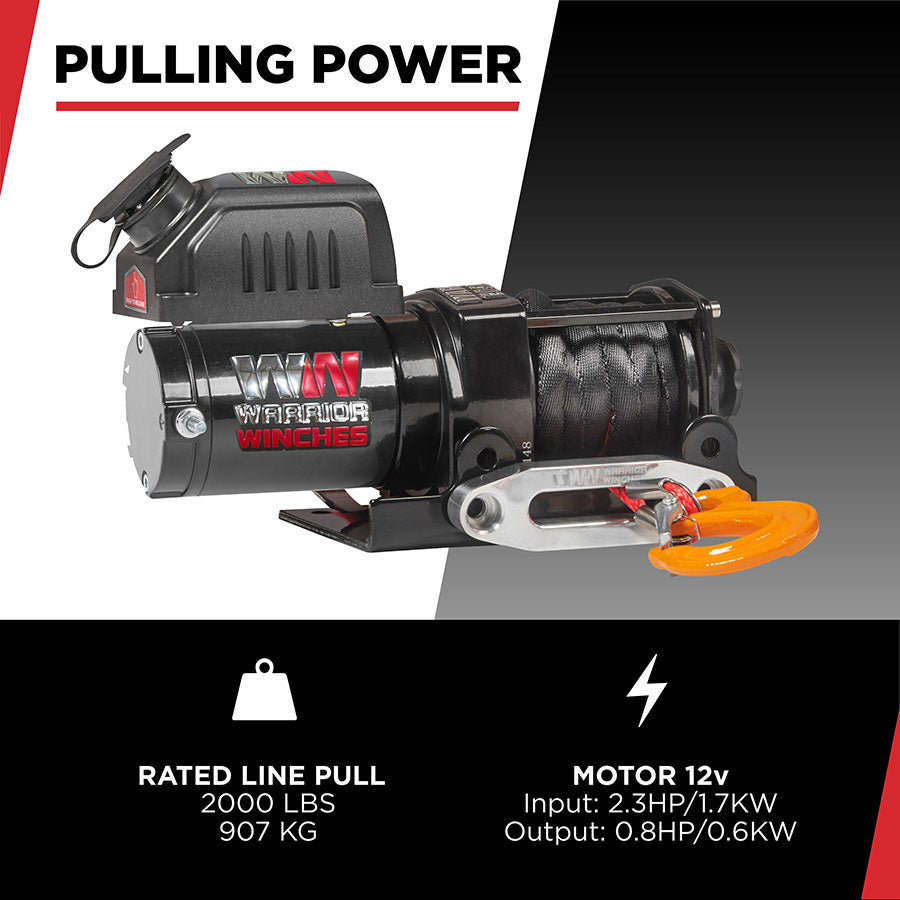 Warrior Ninja 2000lb Winch - 24v Synthetic Rope