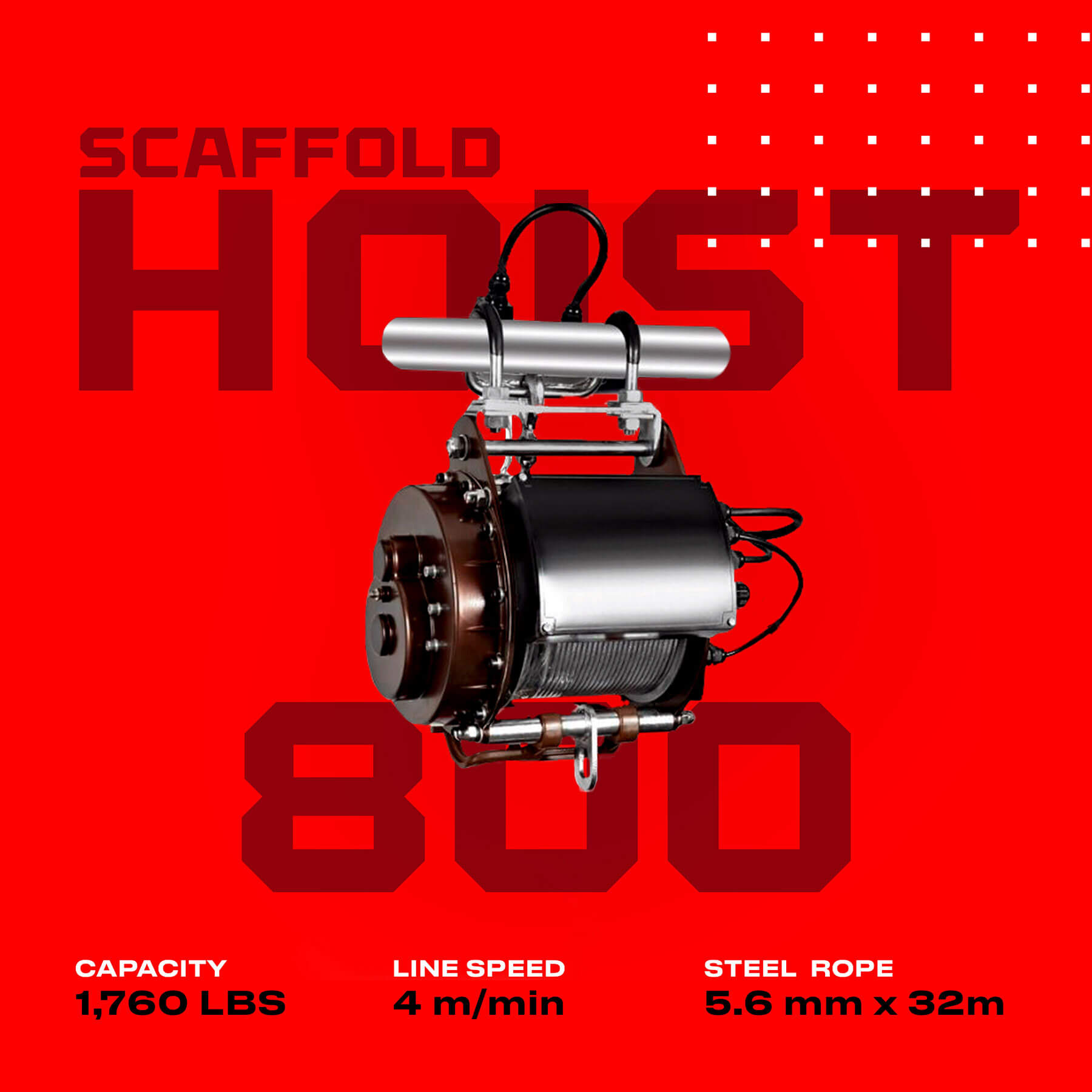 Warrior 800kg Scaffold Hoist - 240v Pendant Remote - Bimson Power
