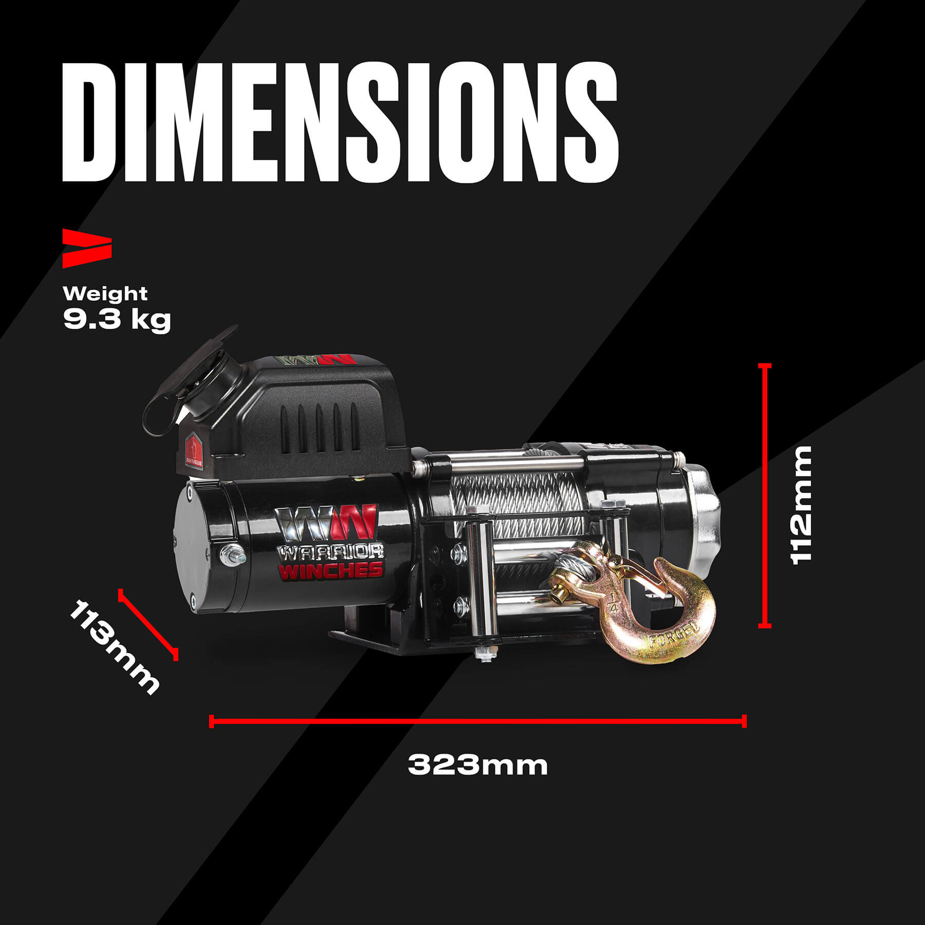 Warrior Ninja 2500lb Winch - 12v Steel Rope | Bimson Power