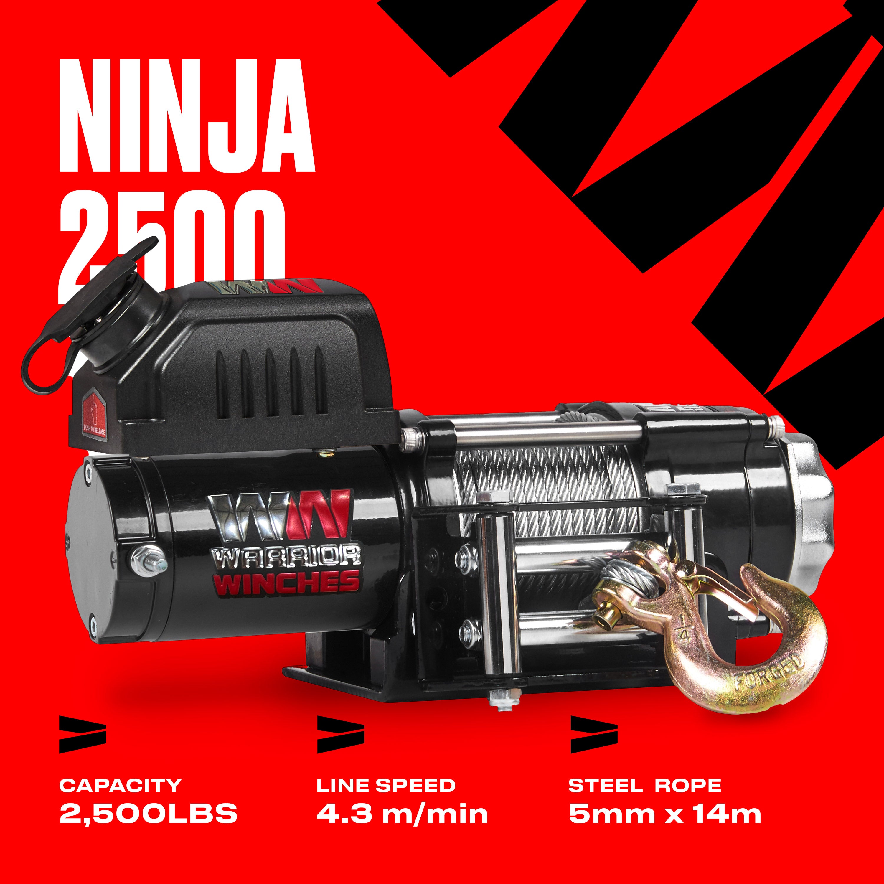 Warrior Ninja 2500lb Winch - 24v Steel Rope
