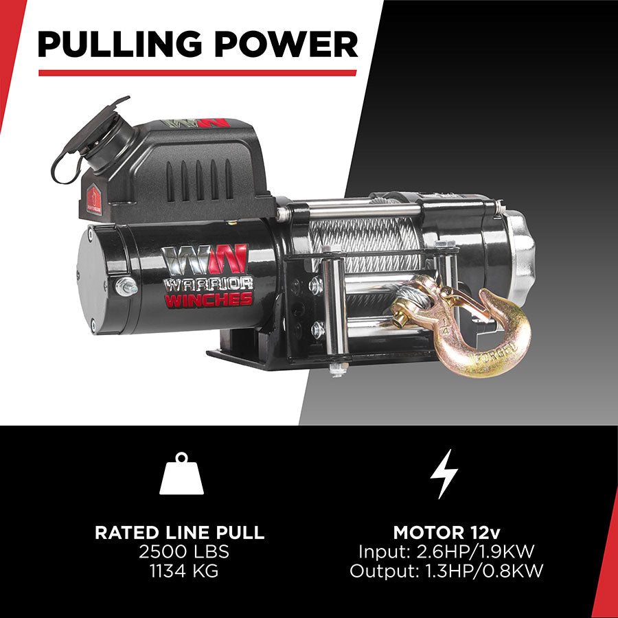 Warrior Ninja 2500lb Winch - 24v Steel Rope