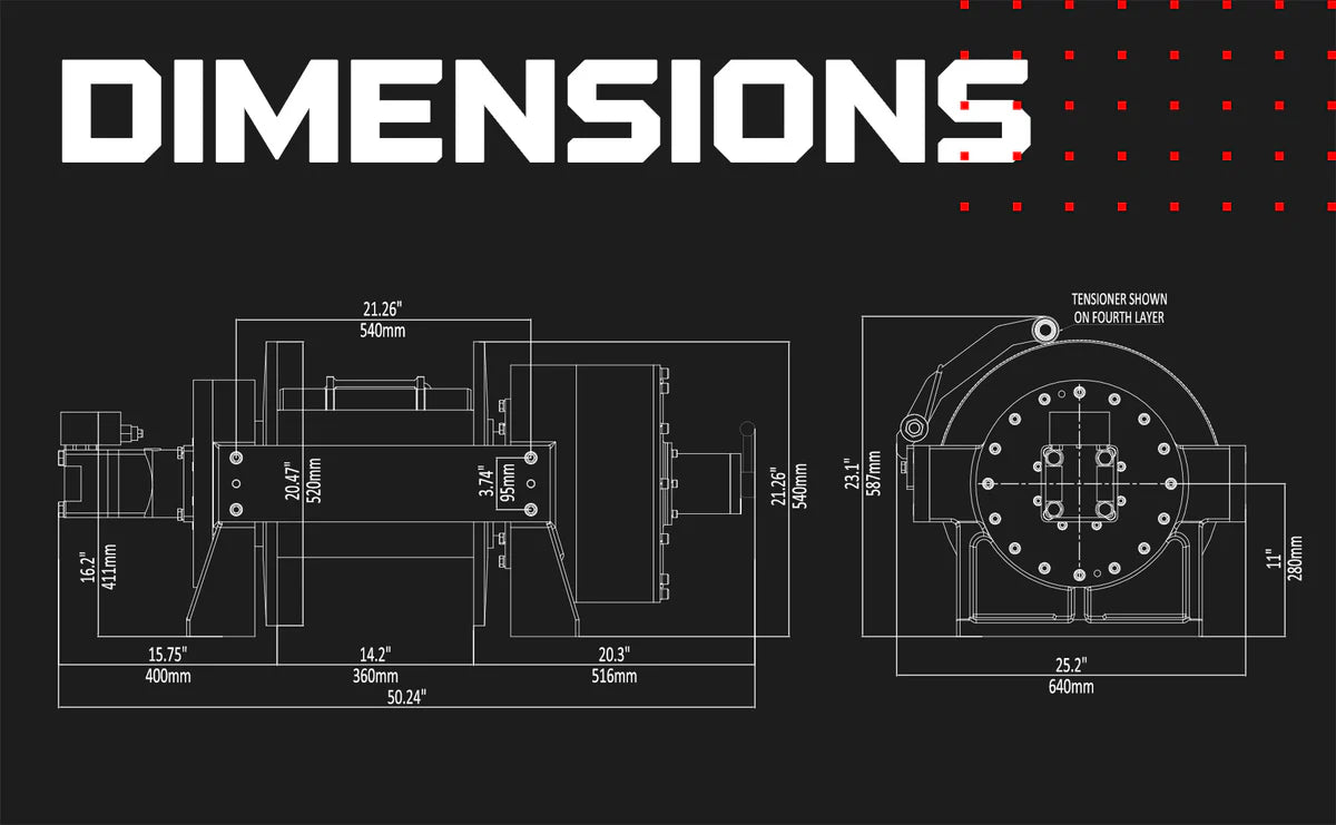 JR30 66,000lb (30 Ton) Industrial Hydraulic Winch
