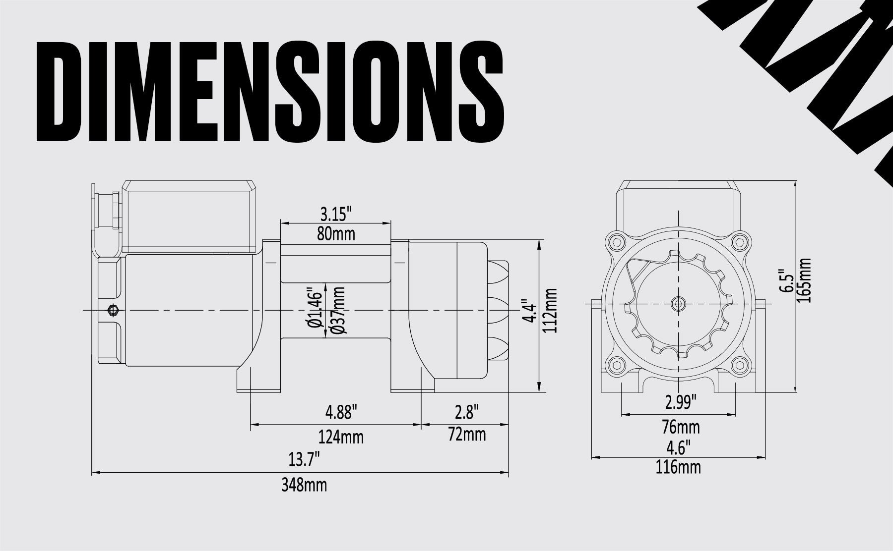 Stealth 3500lb Winch - 12v Synthetic Rope