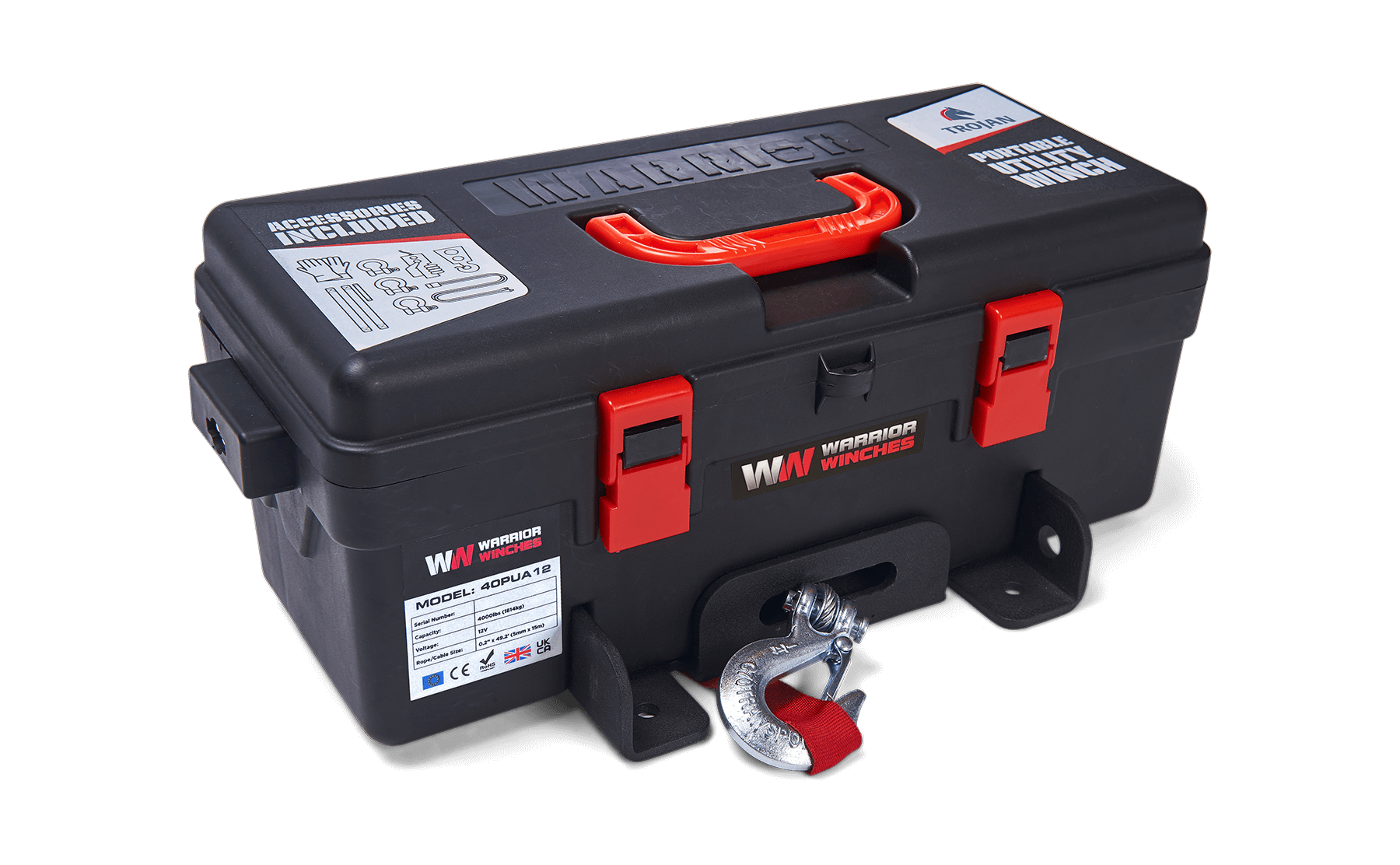 Trojan 4000 Portable Utility Winch - Synthetic Rope