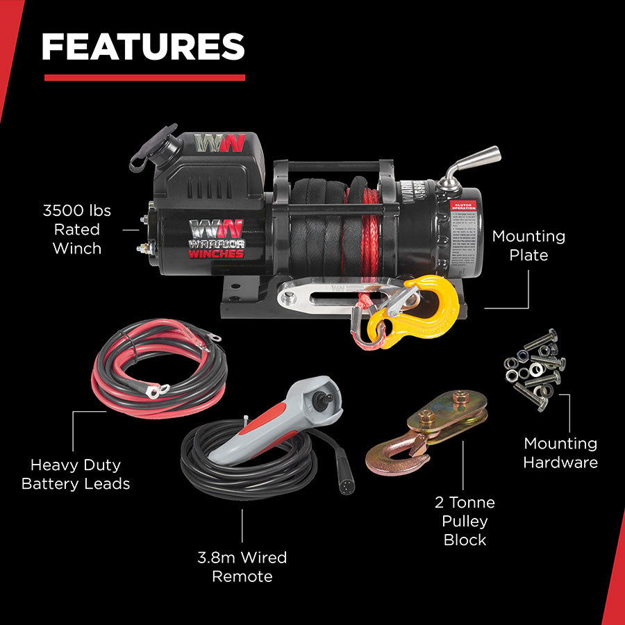 Warrior Ninja 4500lb Winch - 12v Synthetic Rope