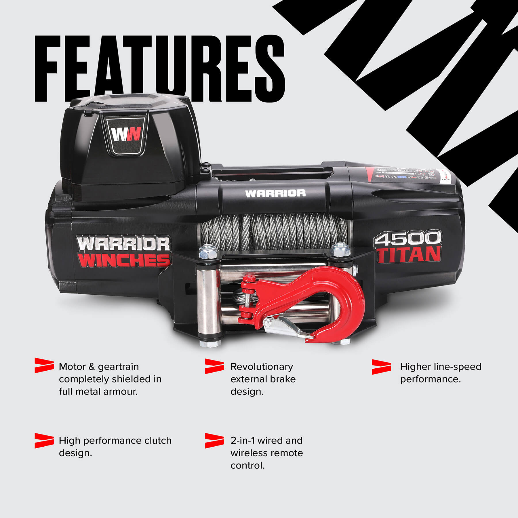 Titan 4500 Electric Winch - 12v Steel Rope - Bimson Power