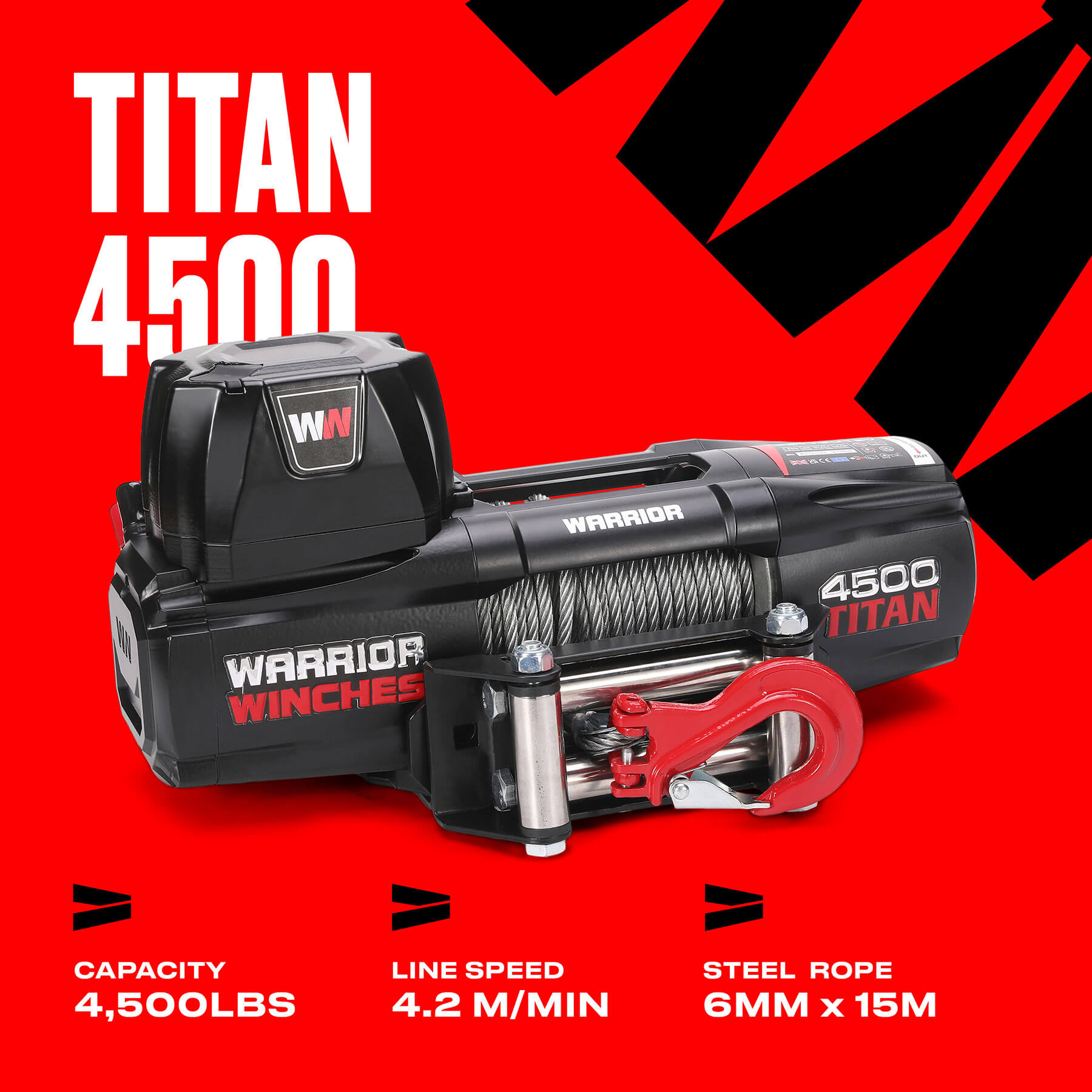 Titan 4500 Electric Winch - 12v Steel Rope - Bimson Power