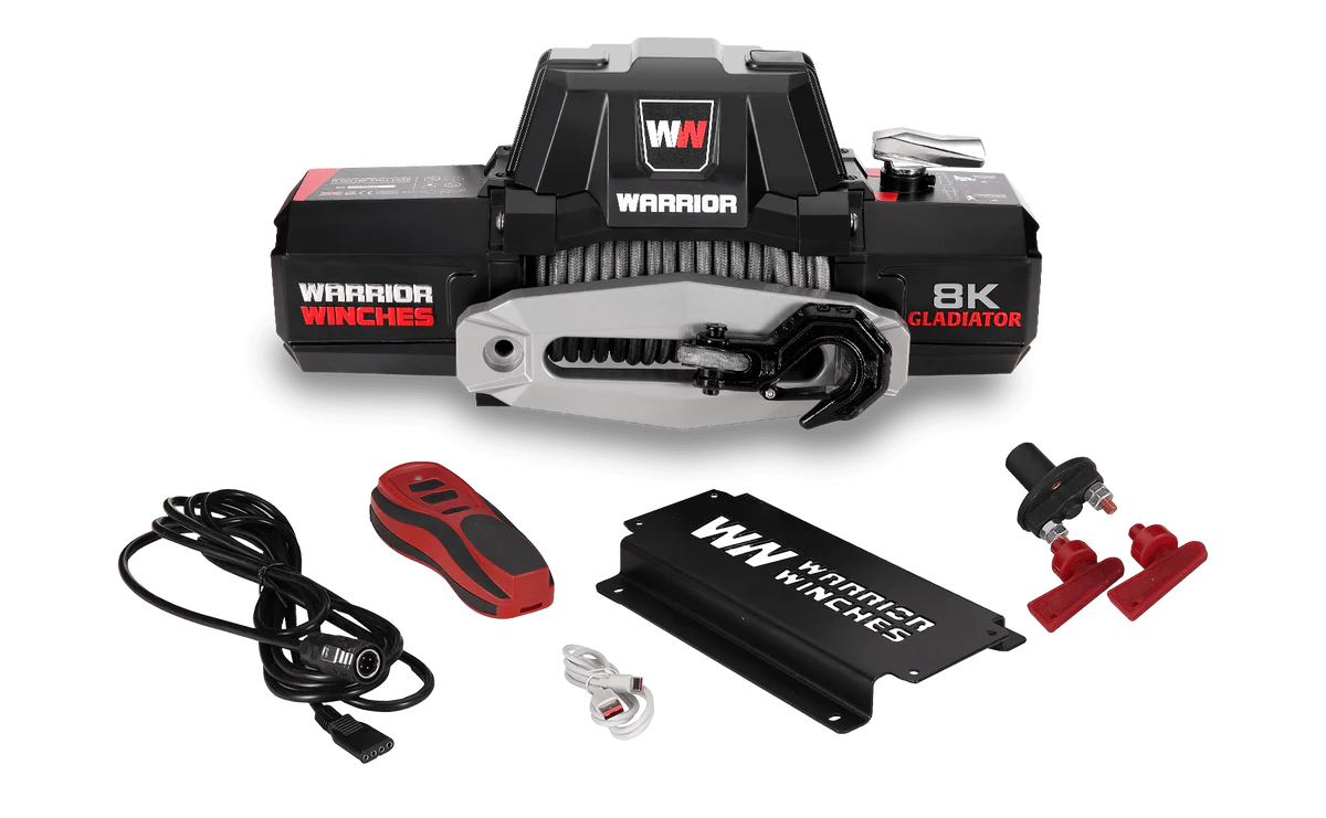 Gladiator F-Type 8000lb Winch - 12v Synthetic Rope