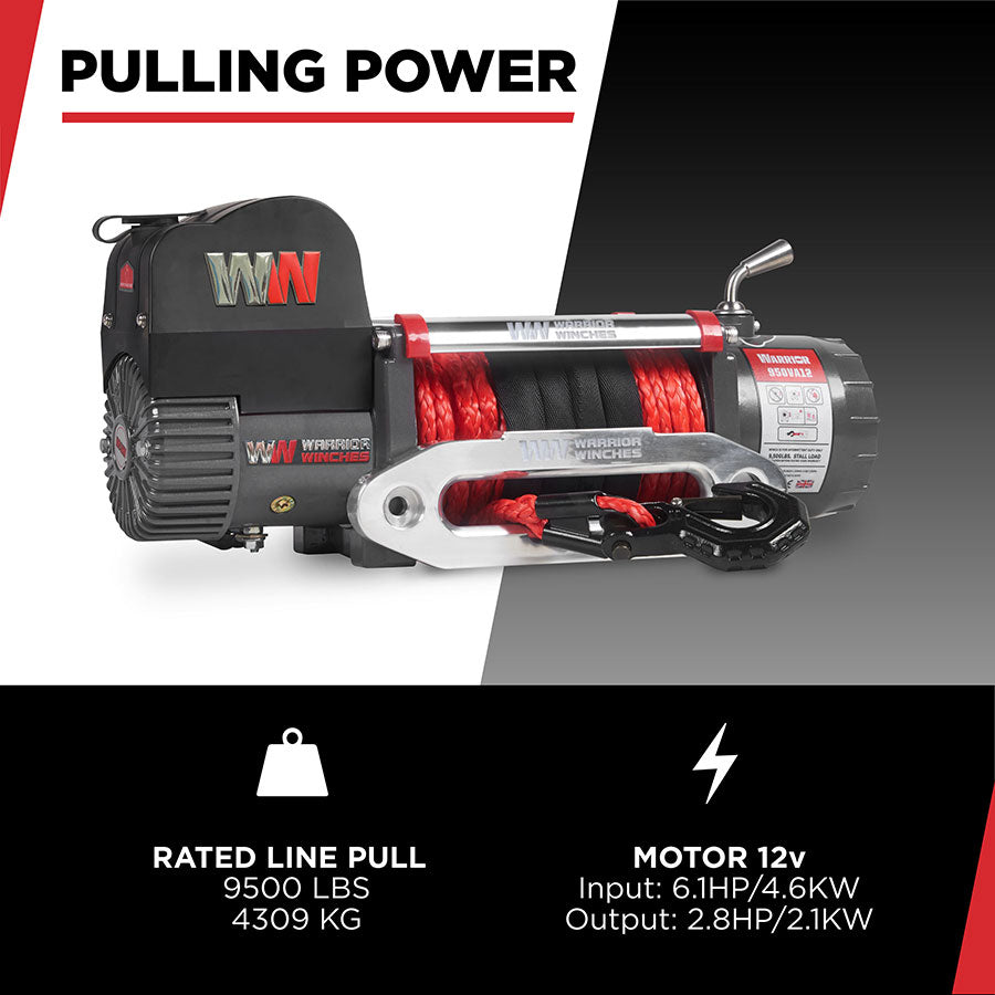 Warrior Samurai V2 Next Gen 9500lb Winch - 12v Synthetic Rope