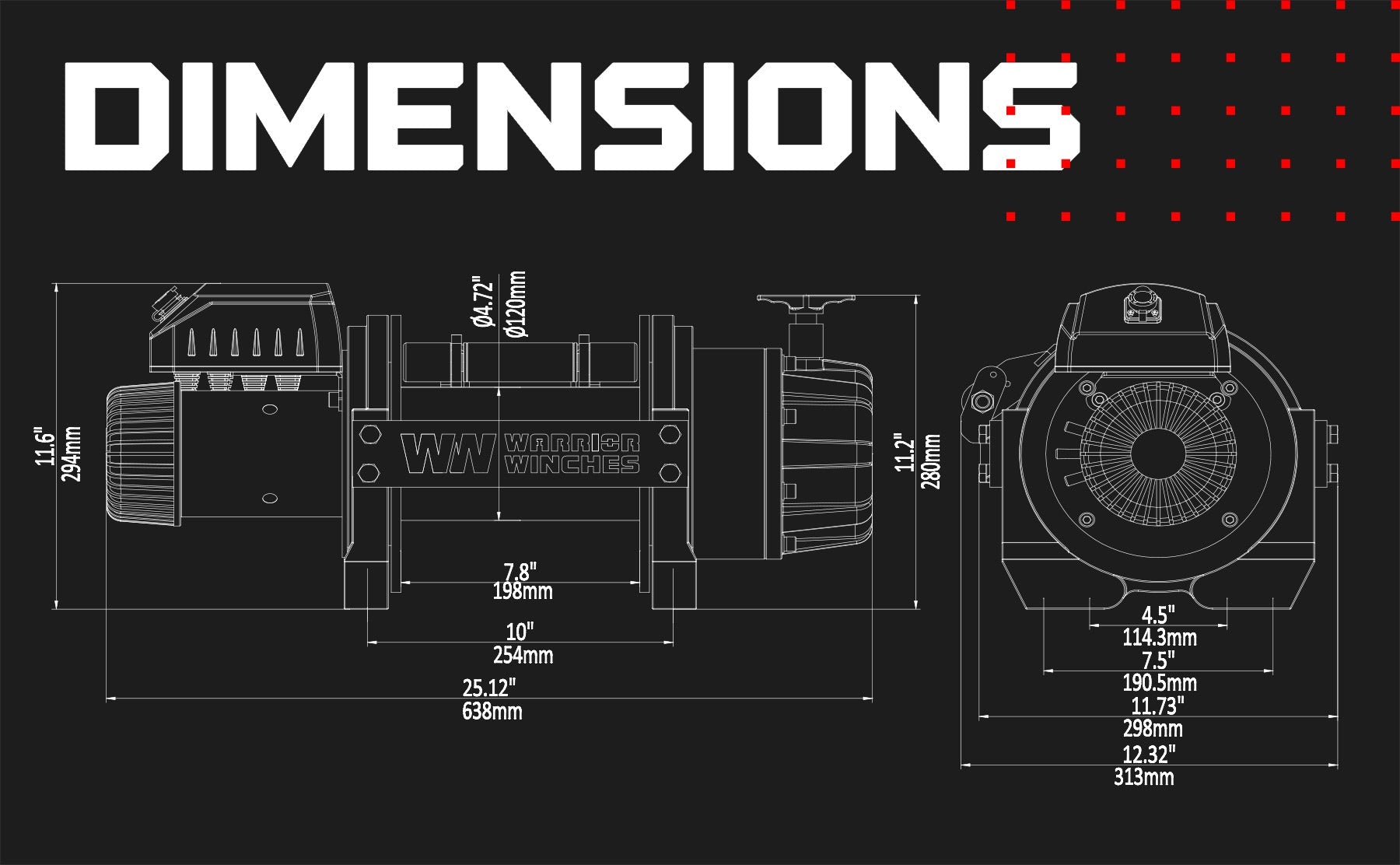 T1000 25000 Electric Winch - 12v Steel Rope