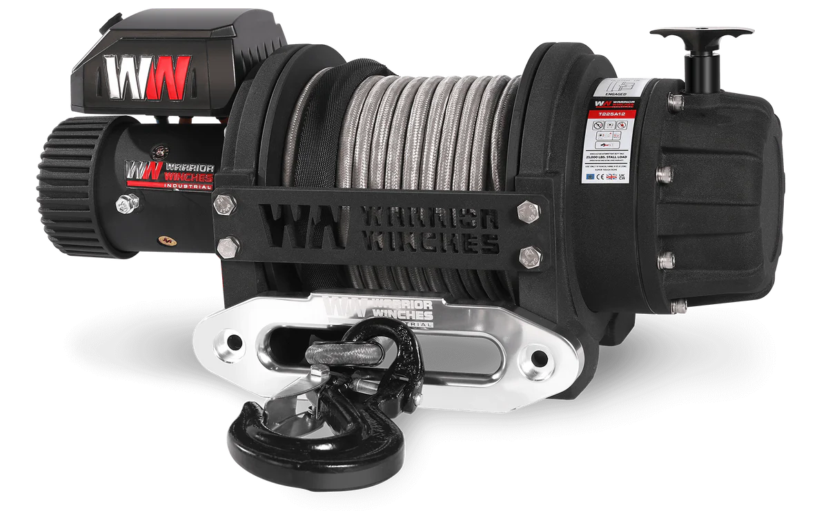 Warrior T1000-2500 25000lb Severe Duty Winch - 12v Synthetic Rope