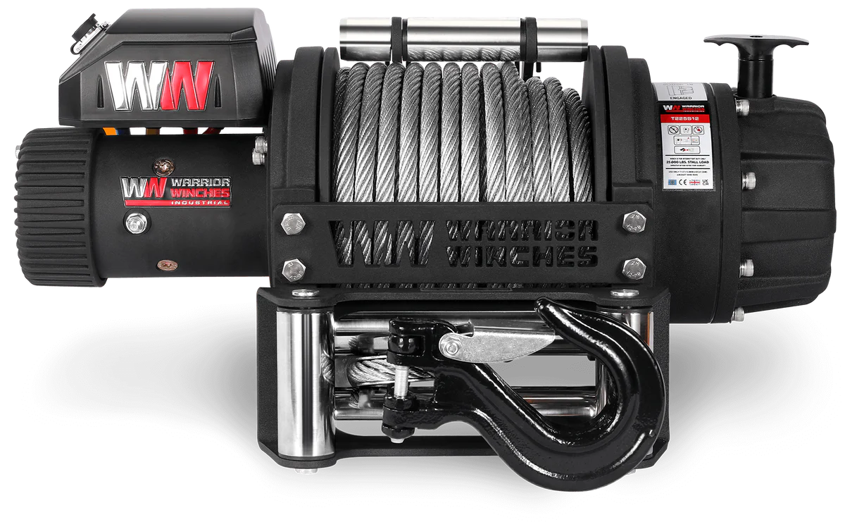 Warrior T1000-2500 25000lb Severe Duty Winch - 12v Steel Rope
