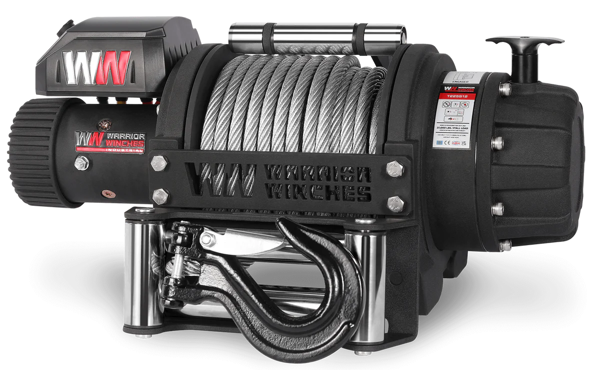 Warrior T1000-2500 25000lb Severe Duty Winch - 12v Steel Rope