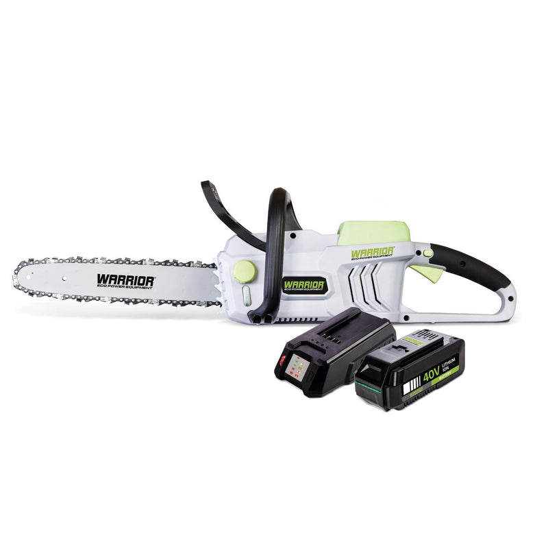 Warrior Eco Power Equipment Cordless 40v Chainsaw without 40v battery inserted