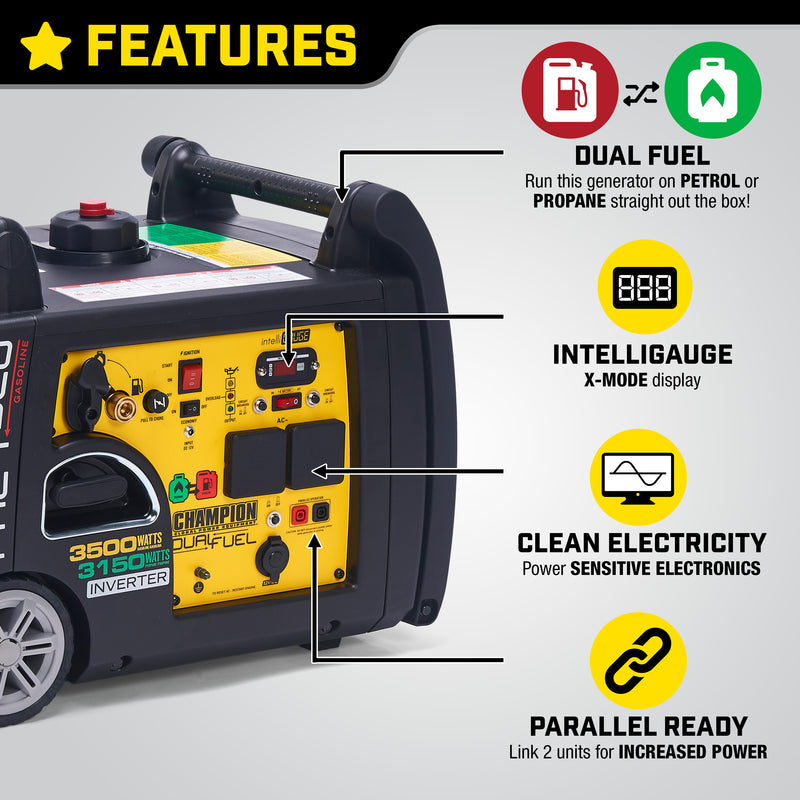 Champion 3500 Watt LPG Dual Fuel Inverter Generator - Bimson Power