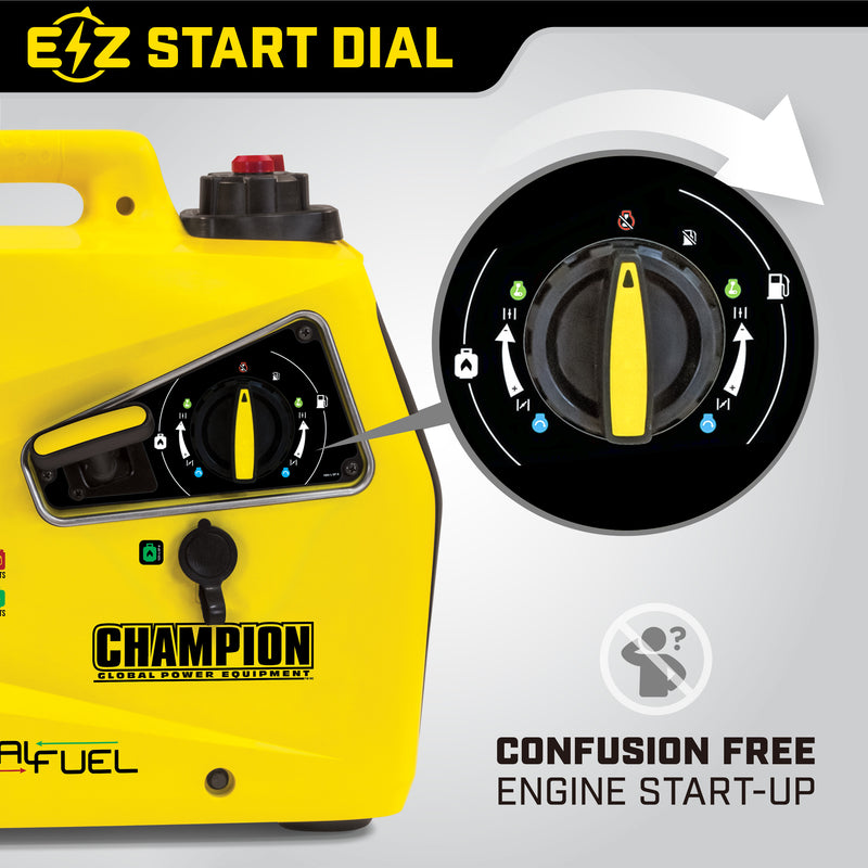 Champion 2000 Watt LPG Dual Fuel Inverter Generator Start Dial 