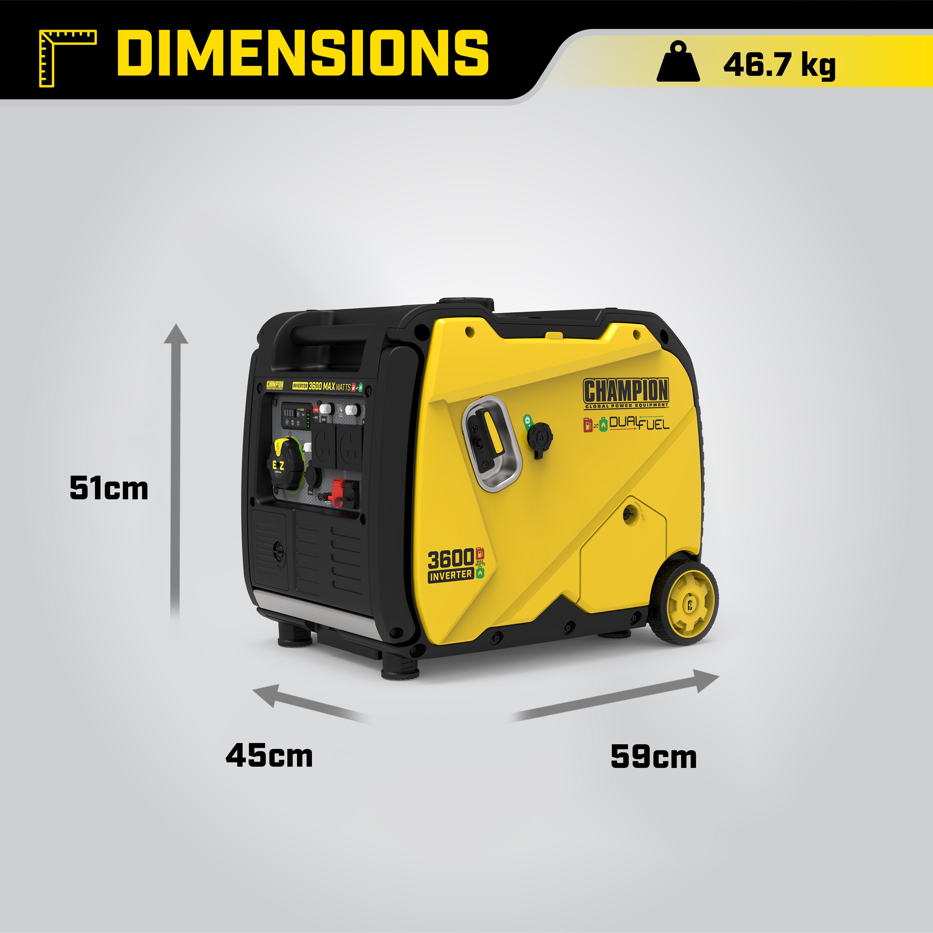 Champion 3600 Watt Dual Fuel Inverter Generator