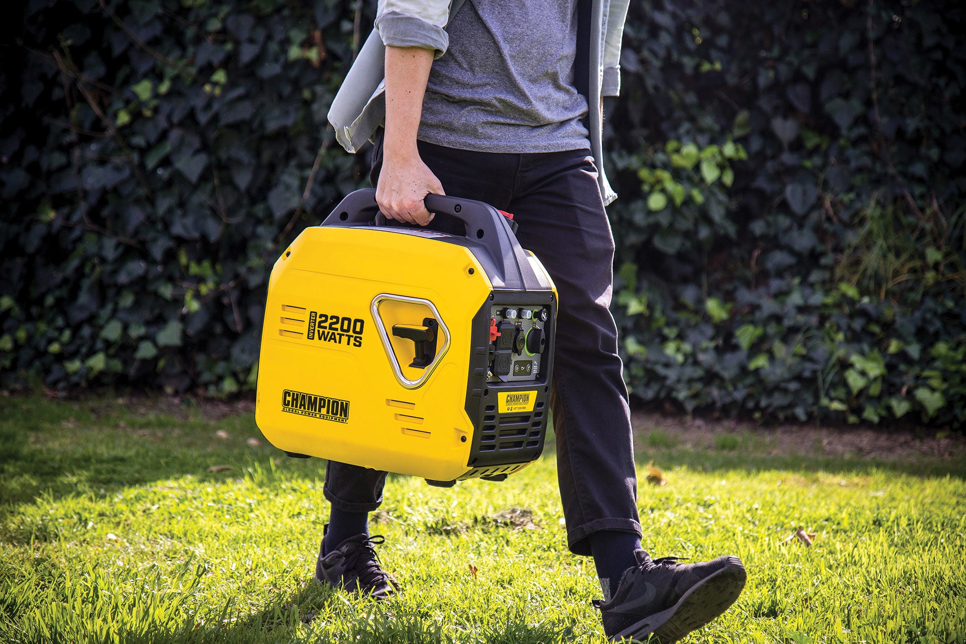 Champion 2200 Watt Inverter Generator Being Carried