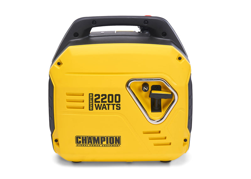 Side view of Champion 2200 Watt Inverter Generator front