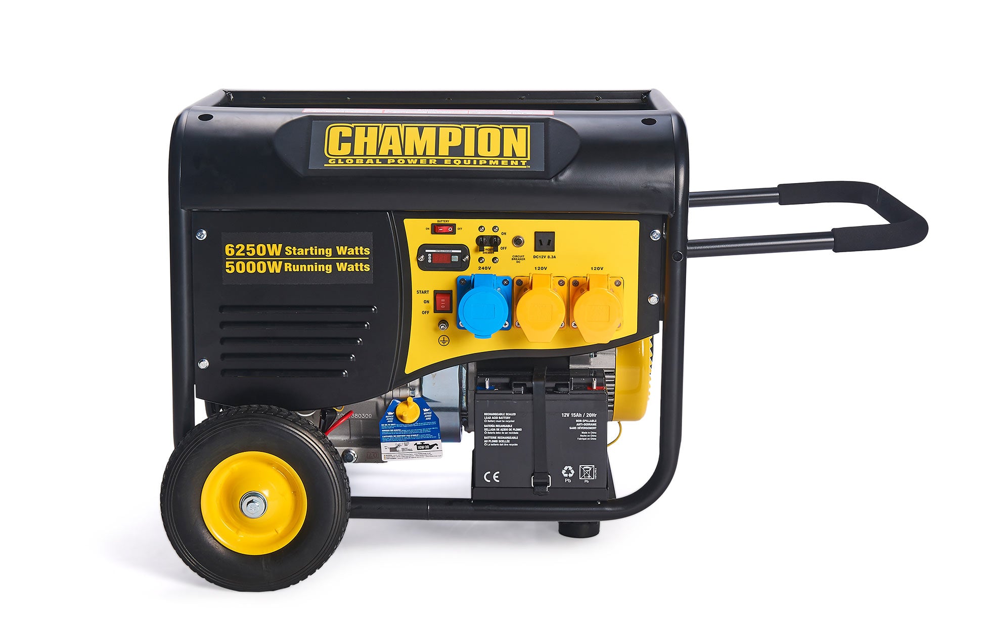 Arms Extended Champion 5500 Watt Petrol Generator With Remote Start