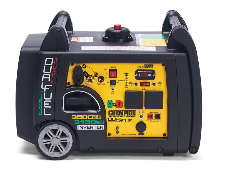 Front View of the Champion 3500 Watt LPG Dual Fuel Inverter Generator