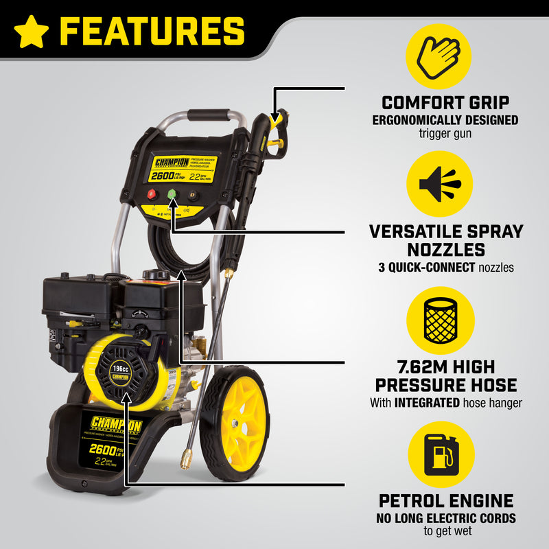Champion 179 Bar (2600 PSI) 8.3 LPM Pressure Washer - Bimson Power