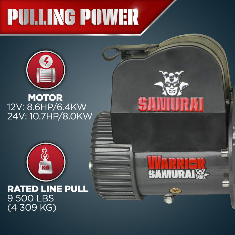 Warrior Samurai V2 Next Gen 9500lb High Speed Fast Electric Winch
