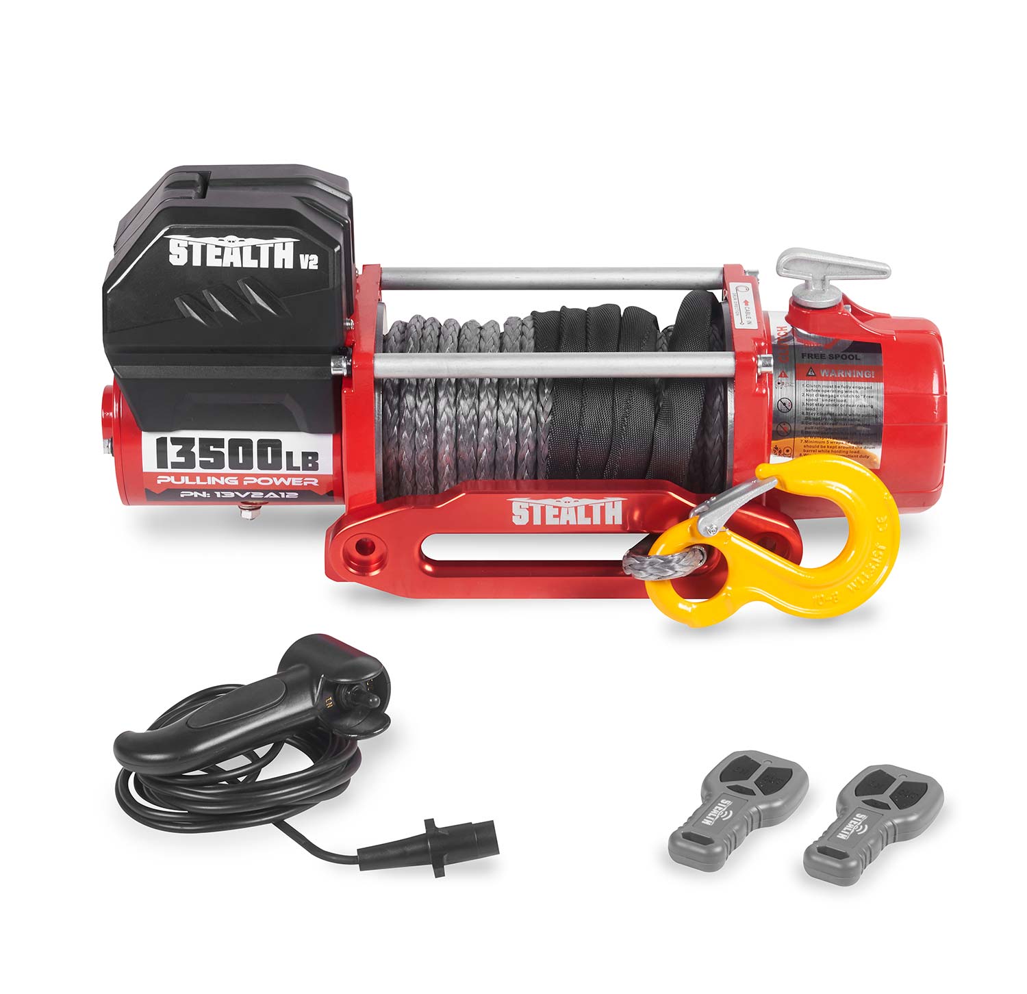 Stealth V2 13500lb Winch - 12v Synthetic Rope