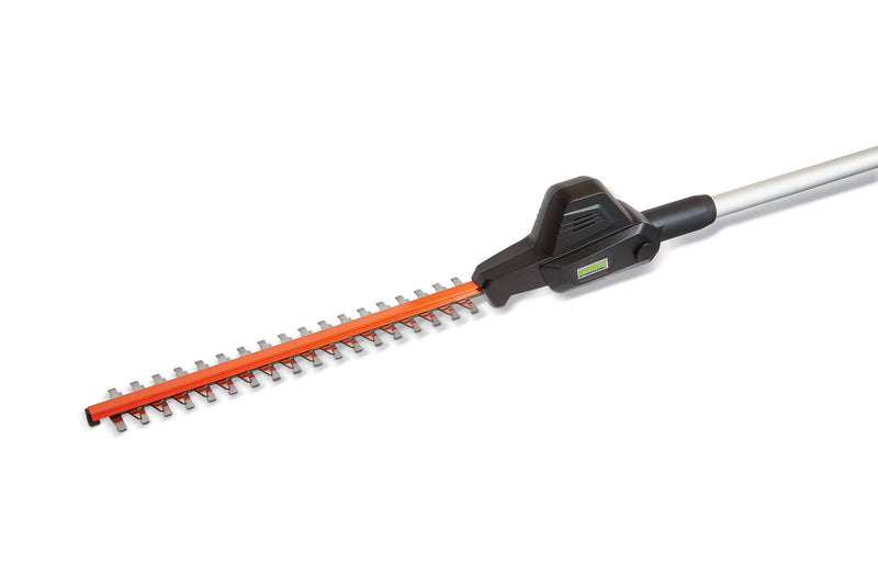 Close up of hedge trimmer attachment for Warrior Eco Power Equipment 40v Cordless Pole Hedge Trimmer