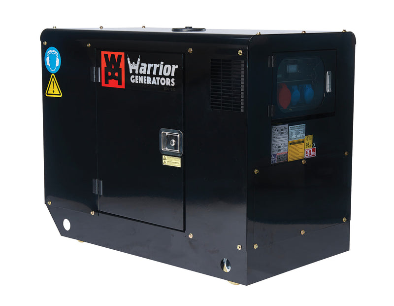 Side View Warrior 12.5 kVa Diesel Generator 3 Phase angled view
