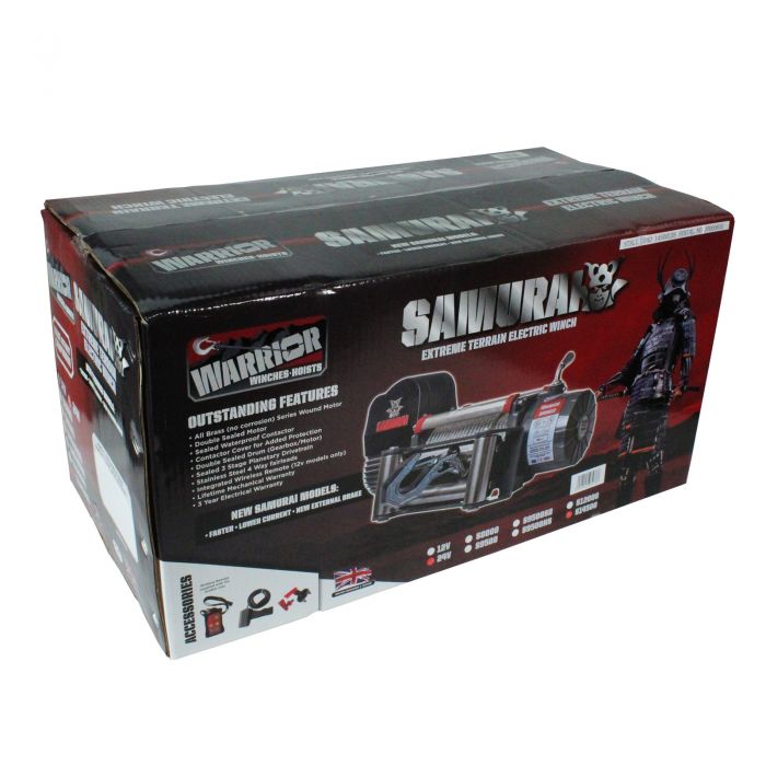 Warrior 14500 Samurai 12v Synthetic Rope Electric Winch box