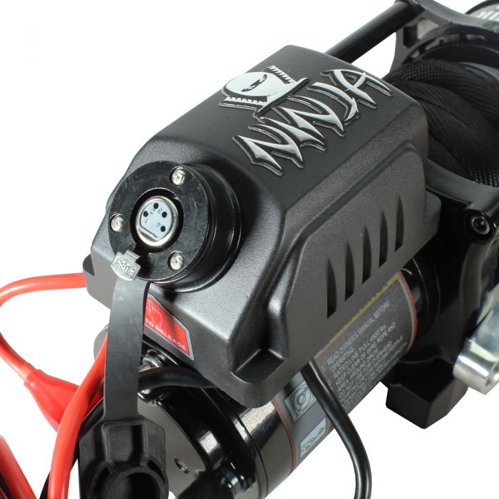 Warrior Ninja 4500 12v Winch with Red Armortek Synth Rope socket