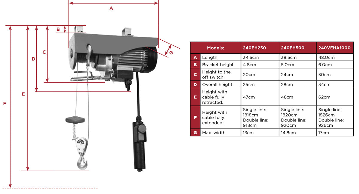 Warrior 1000kg Electric Hoist