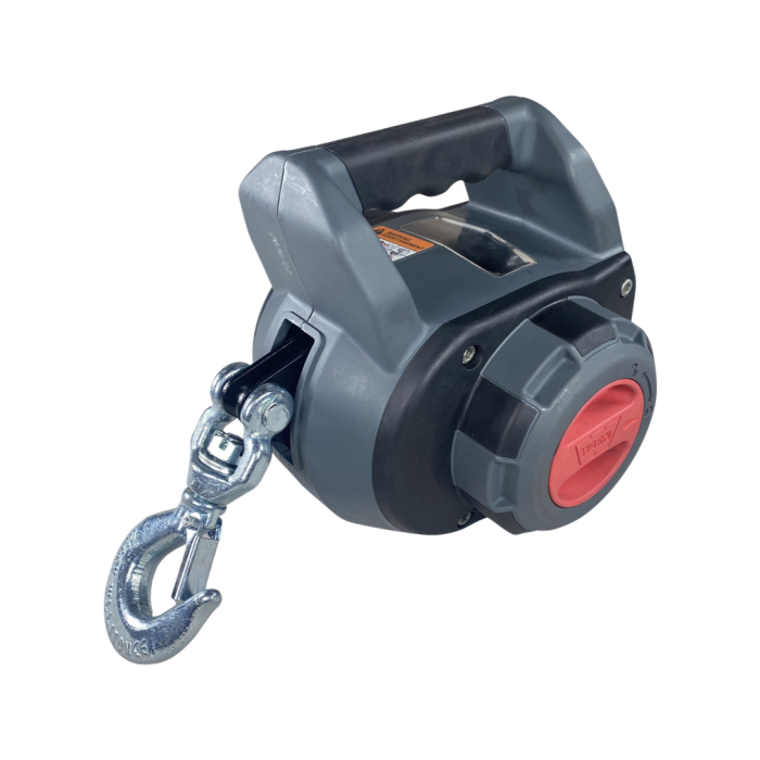 Warn 750lb Drill Winch handle angled view