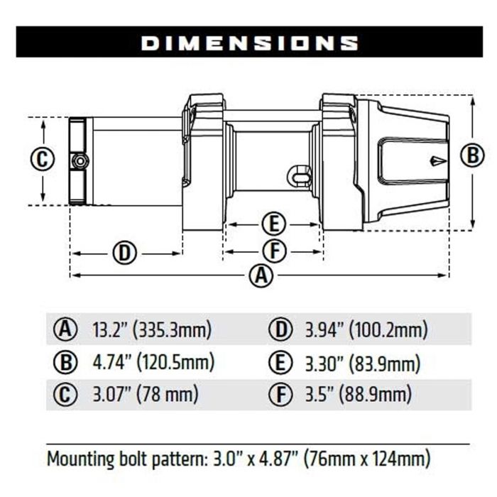 VRX 25 Wire Rope Winch dimensions 
