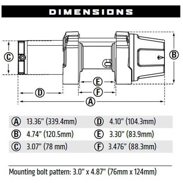 VRX 35 Wire Rope Winch dimensions
