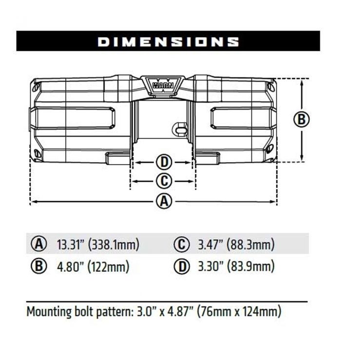 Axon 35 Wire Rope Winch dimensions 