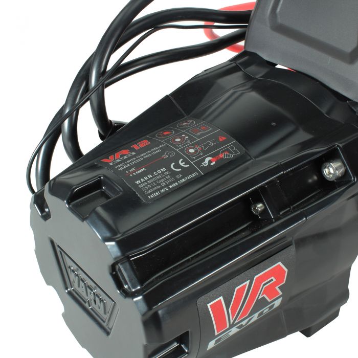 Warn VR Evo 12 12v Steel Rope Electric Winch with Wireless safety label